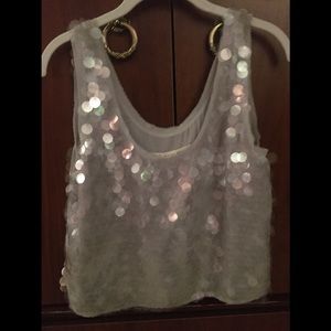 Rachel Roy gray sequin shirt